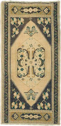Alfombra Vintage Turca Anudada a Mano - 47 cm x 94 cm