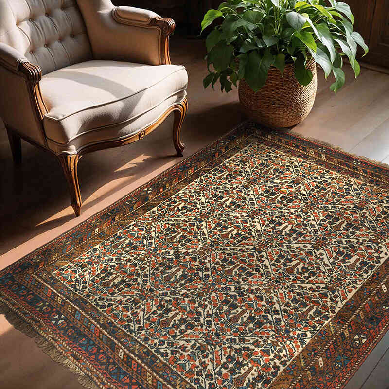 Alfombra Oriental Vintage Anudada a Mano - 143 cm x 164 cm - K0076478