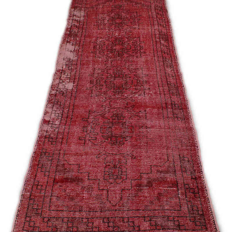 Boyalı El Dokuma Vintage Halı Yolluk - 90 cm x 280 cm - K0076506