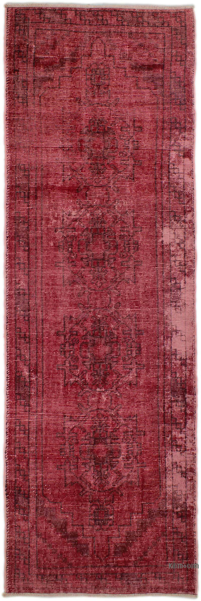 Boyalı El Dokuma Vintage Halı Yolluk - 90 cm x 280 cm - K0076506