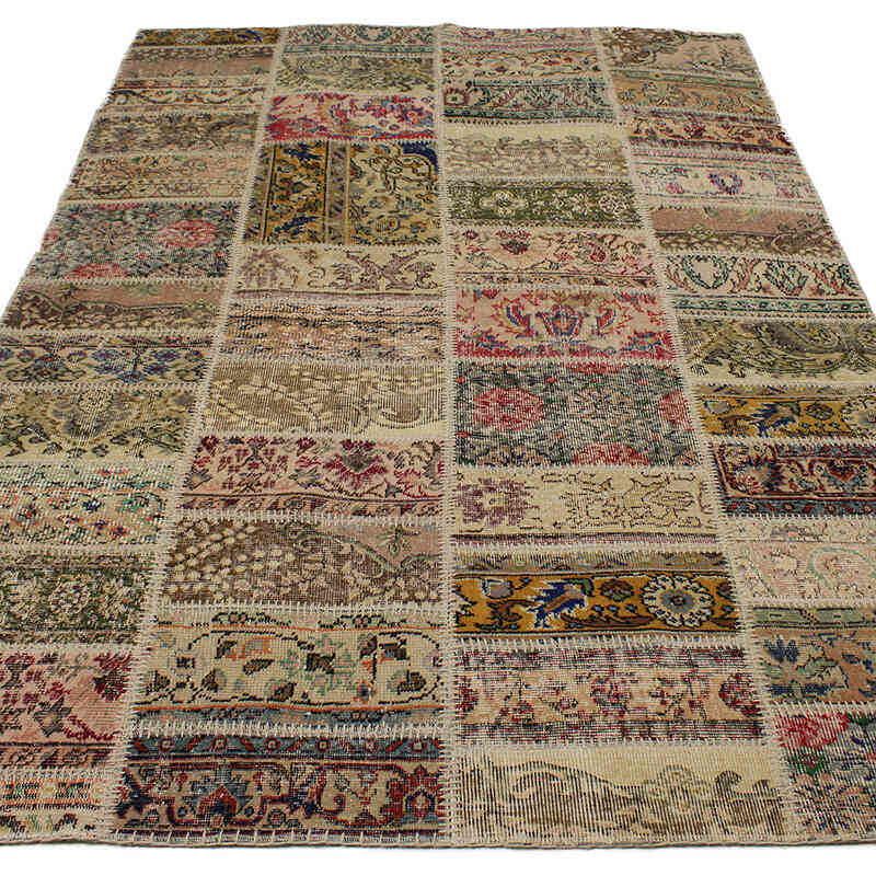 Patchwork Hand-Knotted Turkish Rug - 5' 6" x 8' 2" (66" x 98") - K0076519