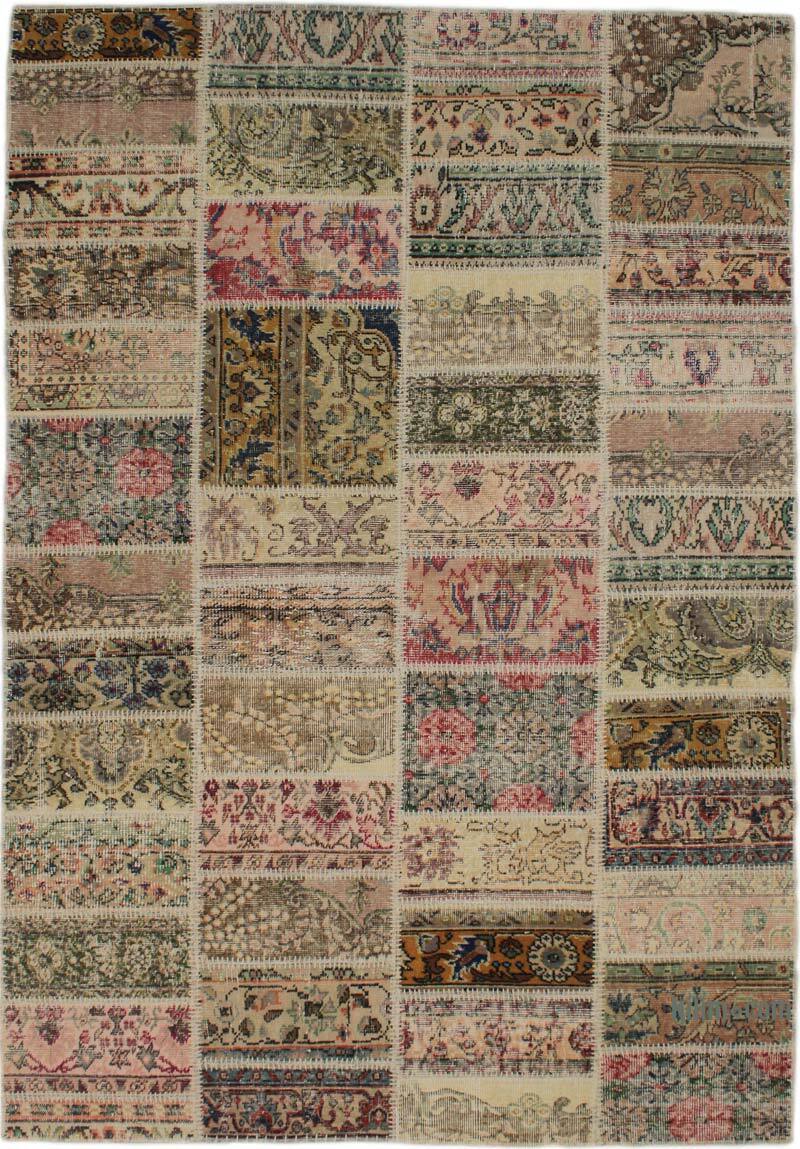 Patchwork Hand-Knotted Turkish Rug - 5' 6" x 8' 2" (66" x 98") - K0076519