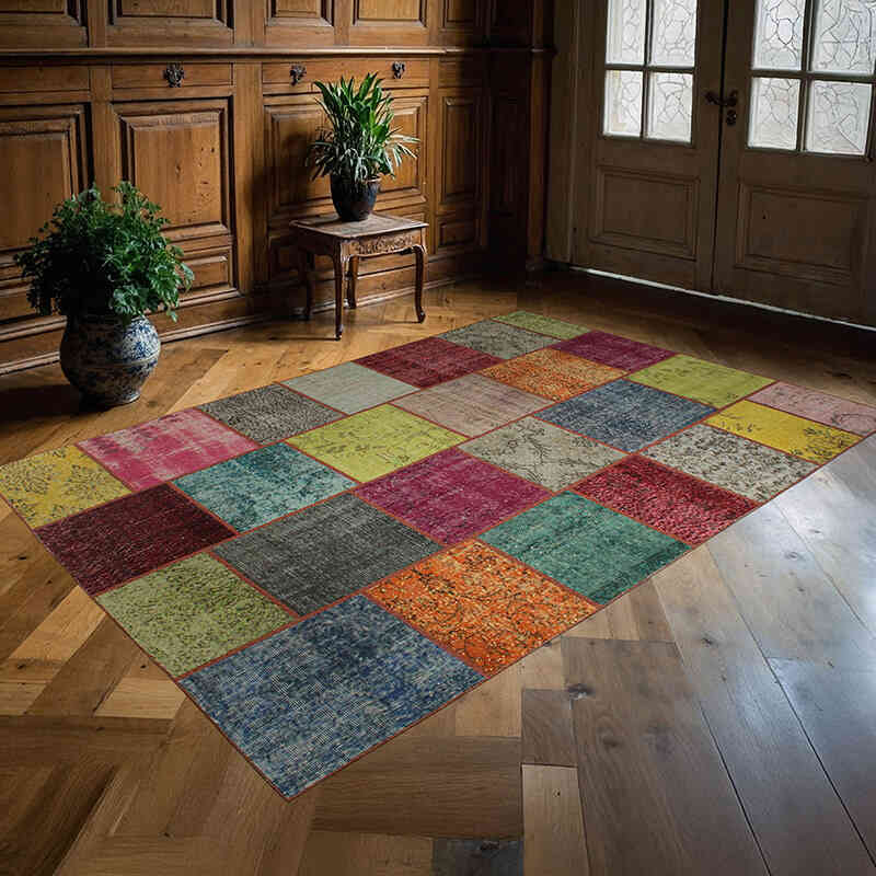 Patchwork El Dokuma Halı - 165 cm x 245 cm - K0076520