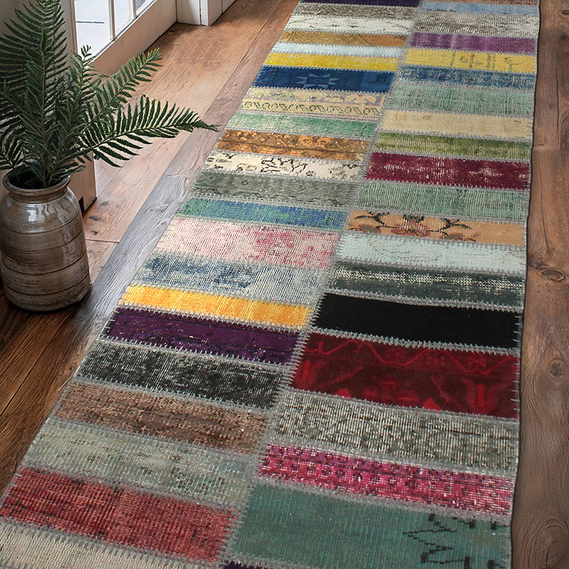 Alfombra De Retazos Turca Sobre-teñida - 80 cm x 314 cm - K0076525