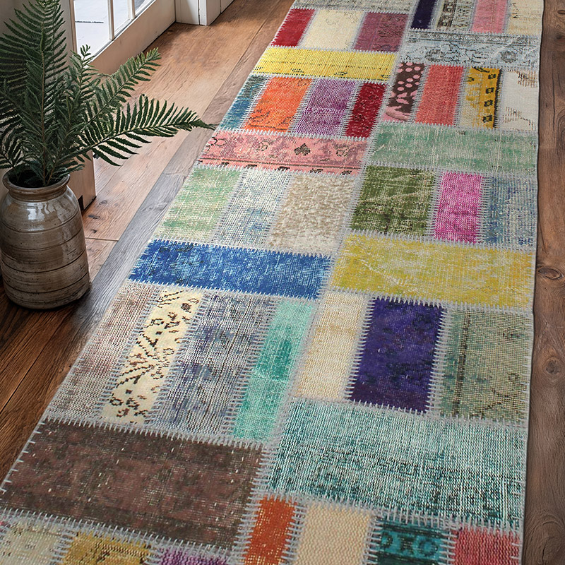 Alfombra De Retazos Turca Sobre-teñida - 90 cm x 306 cm - K0076528