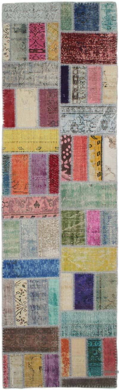 Boyalı Patchwork Halı - 90 cm x 306 cm