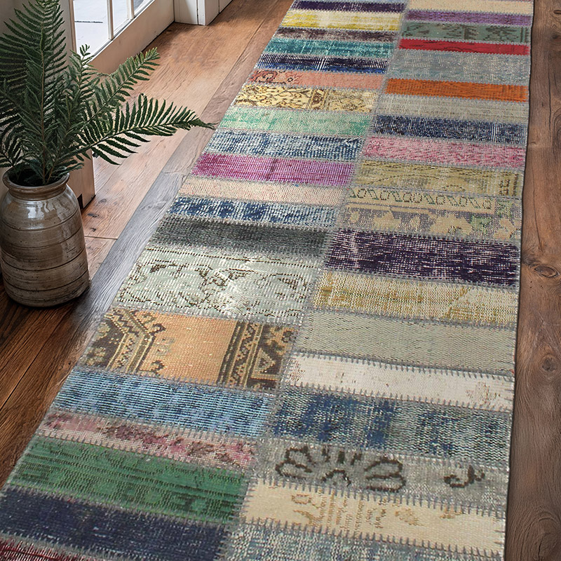 Alfombra De Retazos Turca Sobre-teñida - 80 cm x 303 cm - K0076529