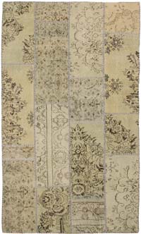 Patchwork Hand-Knotted Turkish Rug - 4' 3" x 7' 4" (51" x 88")