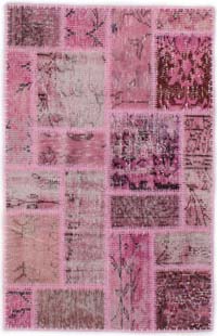 Patchwork Hand-Knotted Turkish Rug - 2' 4" x 3' 7" (28" x 43")