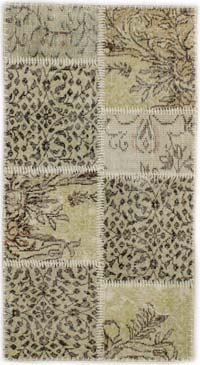 Patchwork Hand-Knotted Turkish Rug - 2' 4" x 4' 3" (28" x 51")