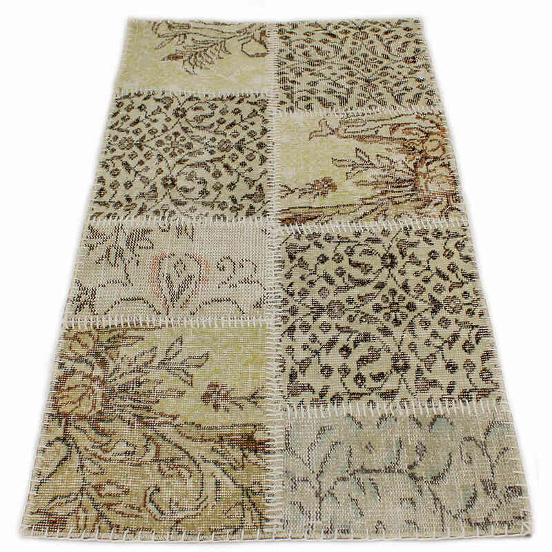 Patchwork Hand-Knotted Turkish Rug - 2' 4" x 4' 3" (28" x 51") - K0076533