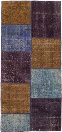 Boyalı Patchwork Halı - 90 cm x 200 cm