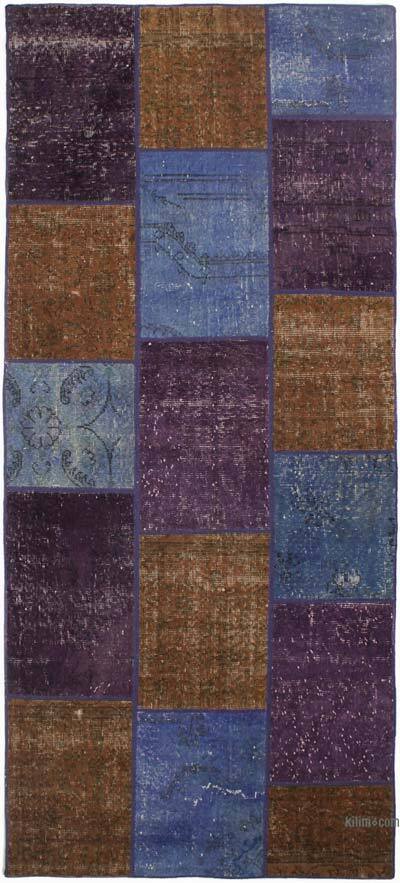 Boyalı Patchwork Halı - 110 cm x 250 cm