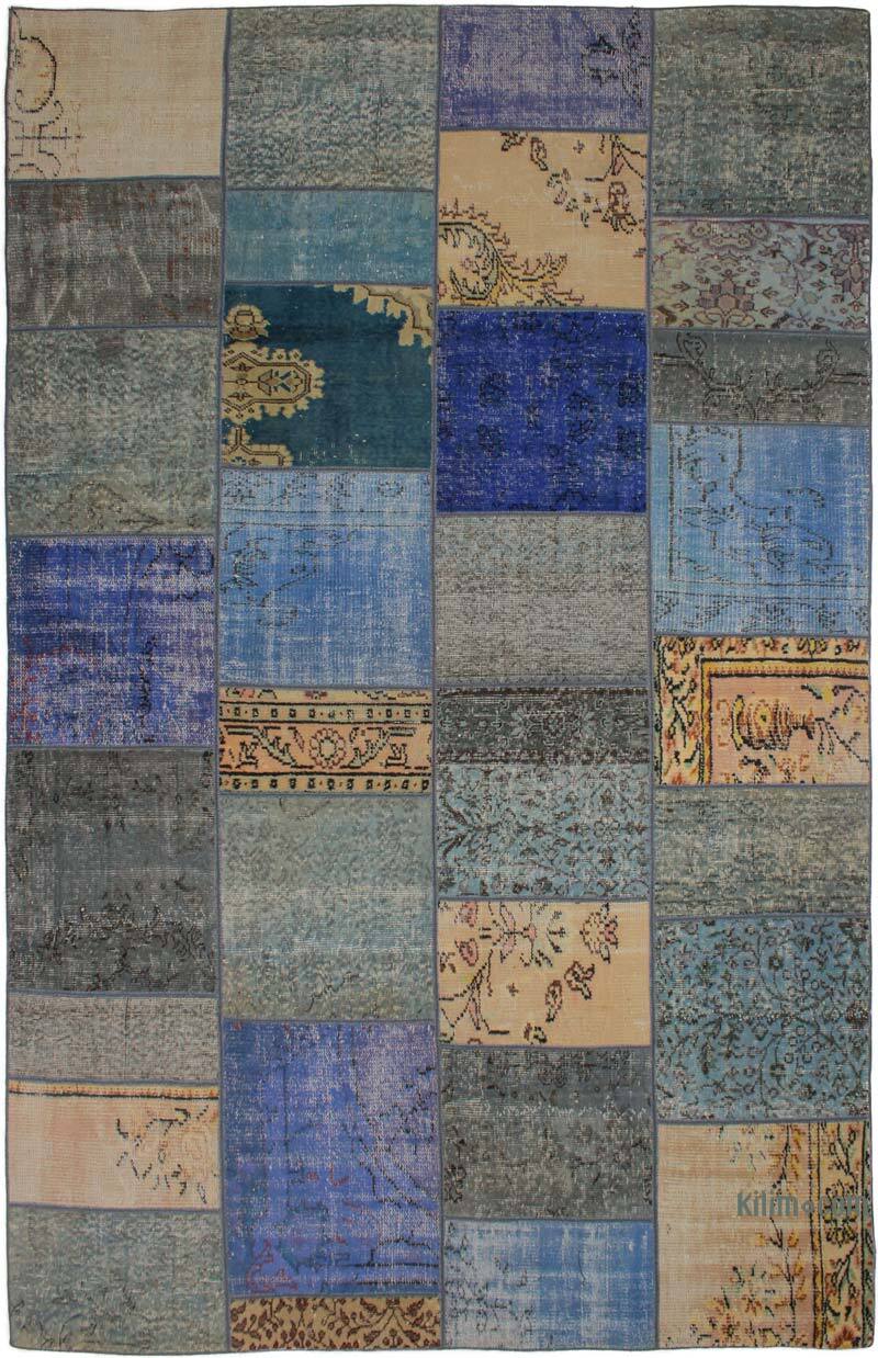 Patchwork Hand-Knotted Turkish Rug - 6' 4" x 10' 2" (76" x 122") - K0076546