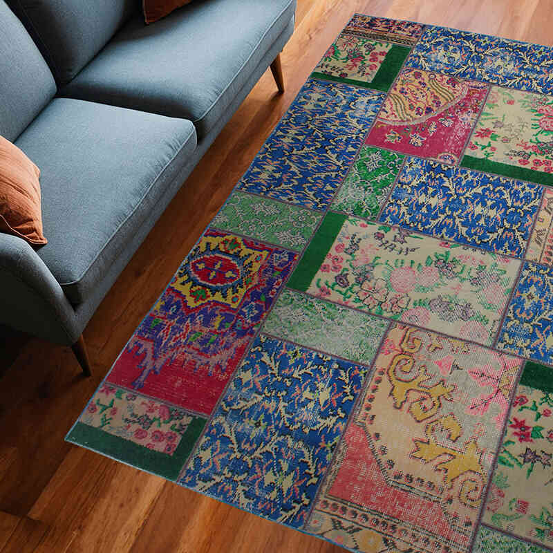 Patchwork El Dokuma Halı - 190 cm x 241 cm - K0076548