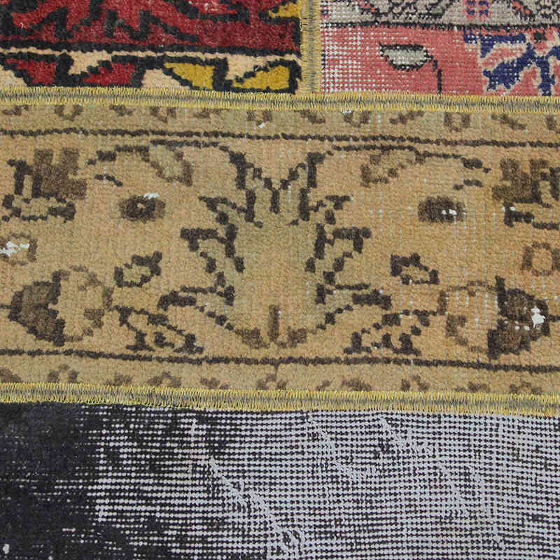 Patchwork Hand-Knotted Turkish Rug - 5' 5" x 7' 7" (65" x 91") - K0076549