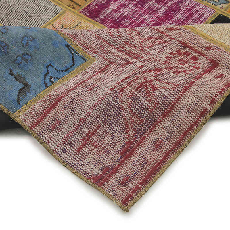 Patchwork Hand-Knotted Turkish Rug - 5' 5" x 7' 7" (65" x 91") - K0076549