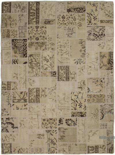 Patchwork Hand-Knotted Turkish Rug - 5' 8" x 7' 10" (68" x 94")