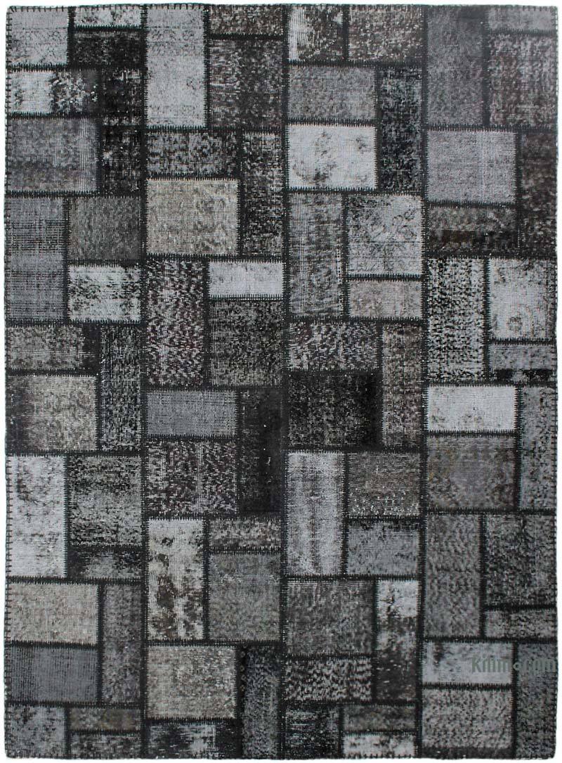 Patchwork Hand-Knotted Turkish Rug - 5' 8" x 7' 10" (68" x 94") - K0076555