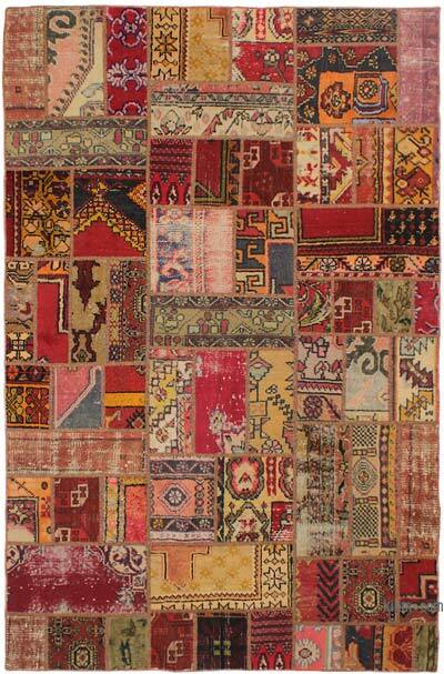 Patchwork Hand-Knotted Turkish Rug - 4' 9" x 7' 4" (57" x 88")