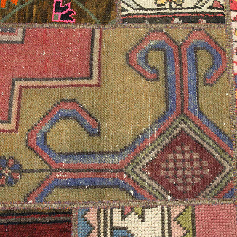Patchwork Hand-Knotted Turkish Rug - 4' 10" x 6' 4" (58" x 76") - K0076559