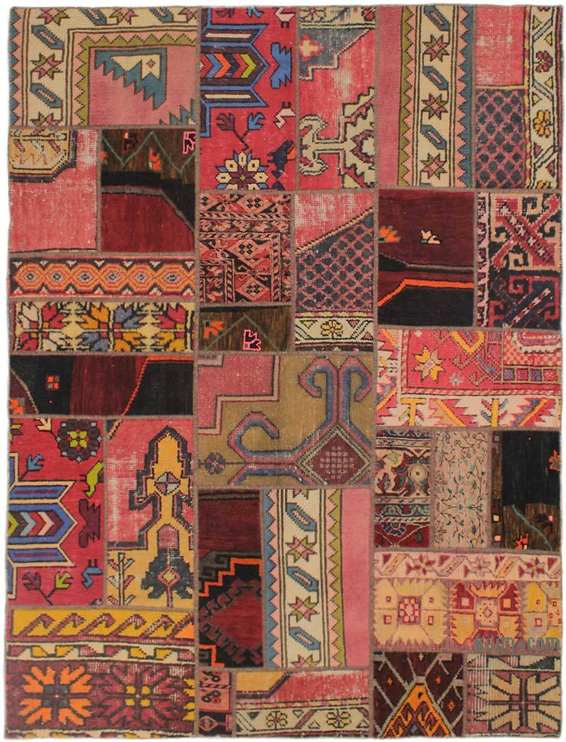Patchwork Hand-Knotted Turkish Rug - 4' 10" x 6' 4" (58" x 76") - K0076559