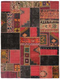 Patchwork Hand-Knotted Turkish Rug - 4' 11" x 6' 7" (59" x 79")