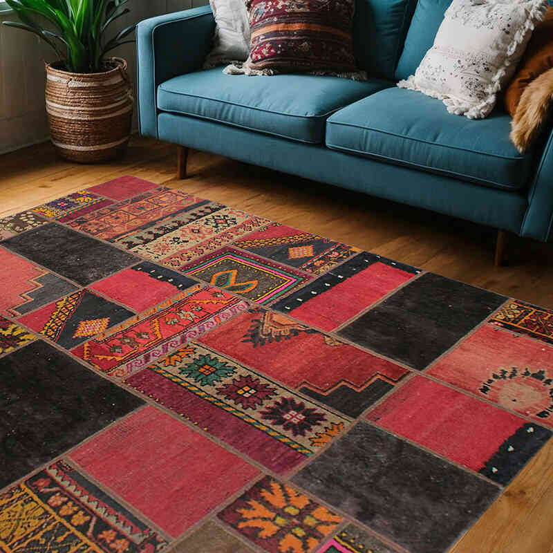 Patchwork El Dokuma Halı - 150 cm x 200 cm - K0076563