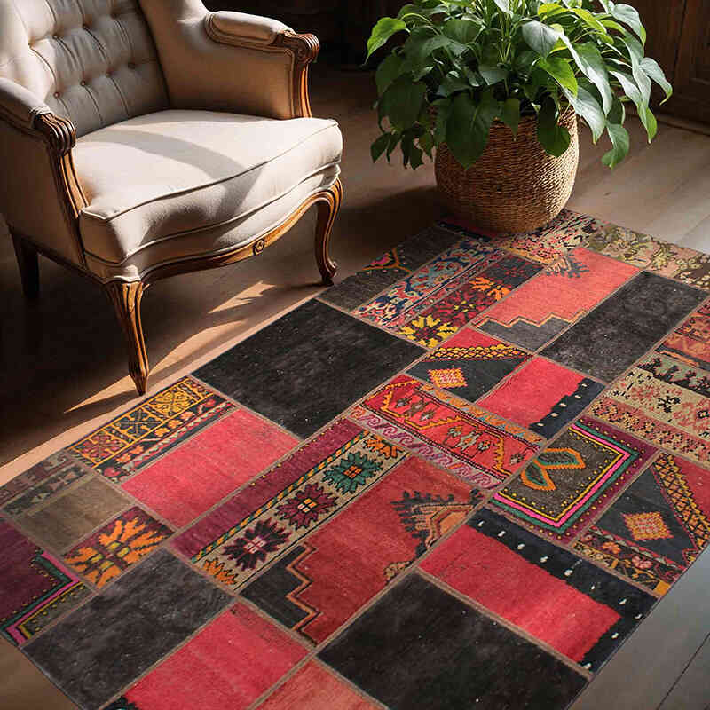 Patchwork El Dokuma Halı - 150 cm x 200 cm - K0076563