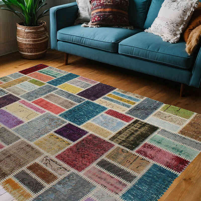 Patchwork El Dokuma Halı - 148 cm x 210 cm - K0076570
