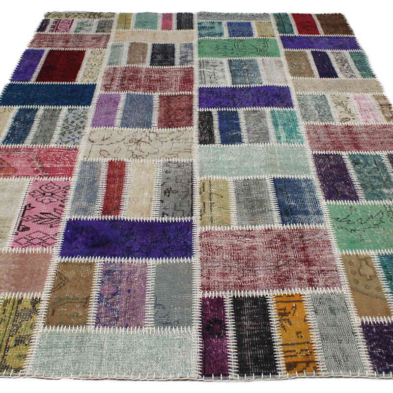 Patchwork Hand-Knotted Turkish Rug - 5' 6" x 7' 11" (66" x 95") - K0076572
