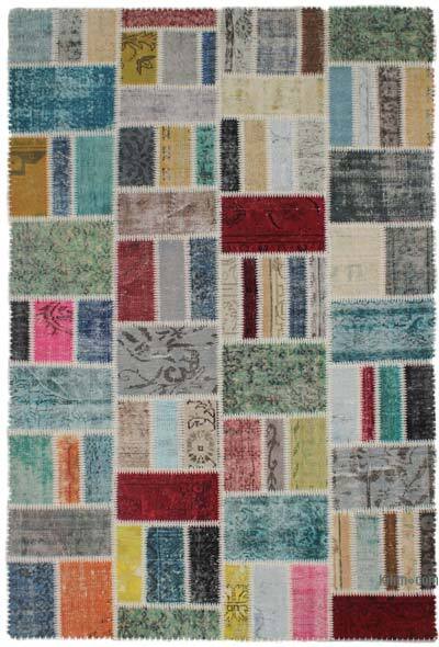 Patchwork Hand-Knotted Turkish Rug - 5' 4" x 8'  (64" x 96")