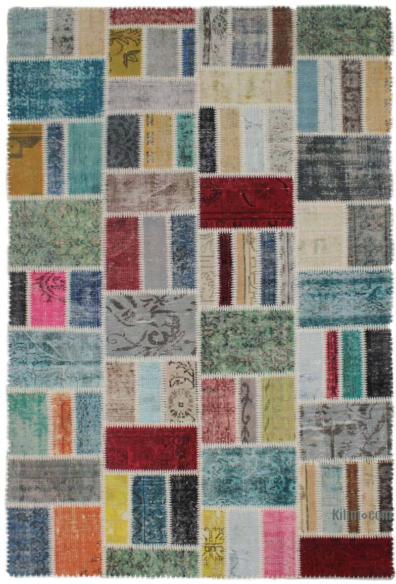 Patchwork Hand-Knotted Turkish Rug - 5' 4" x 8'  (64" x 96") - K0076573