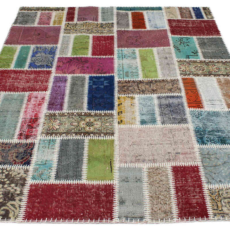 Patchwork Hand-Knotted Turkish Rug - 5' 1" x 6' 7" (61" x 79") - K0076575