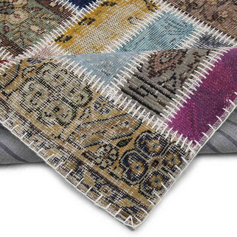 Patchwork Hand-Knotted Turkish Rug - 5' 1" x 6' 7" (61" x 79") - K0076575