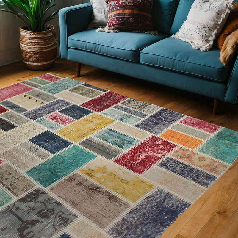 Alfombra Turca de Retazos - 156 cm x 200 cm - K0076576