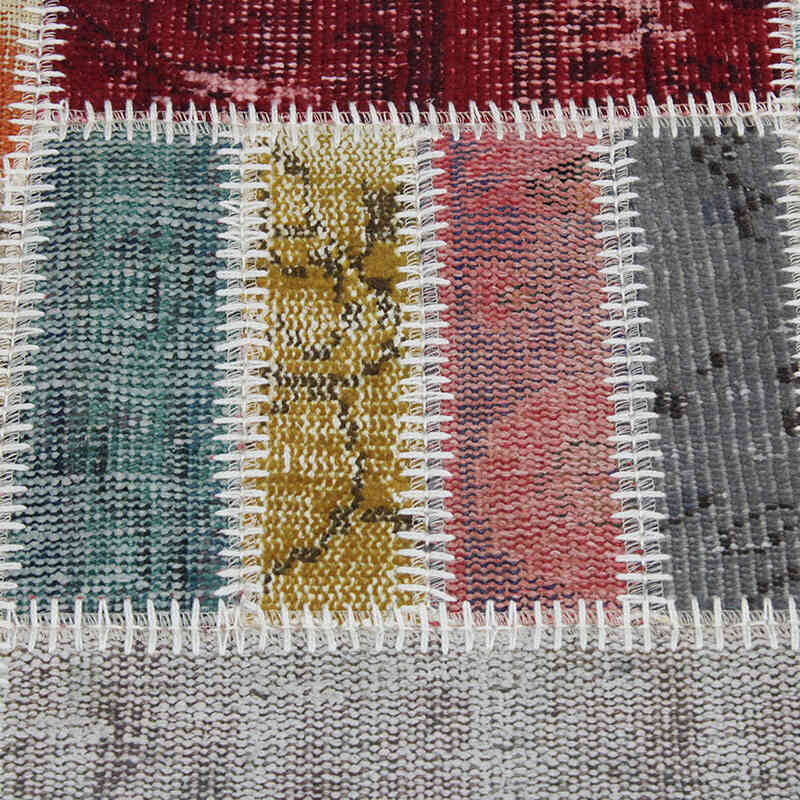 Patchwork Hand-Knotted Turkish Rug - 4' 11" x 6' 8" (59" x 80") - K0076578