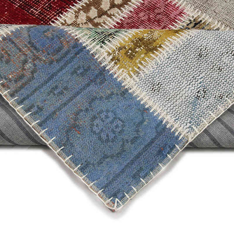 Patchwork Hand-Knotted Turkish Rug - 4' 11" x 6' 8" (59" x 80") - K0076578