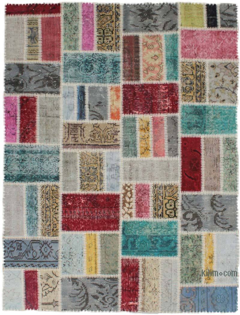 Patchwork Hand-Knotted Turkish Rug - 4' 11" x 6' 8" (59" x 80") - K0076578