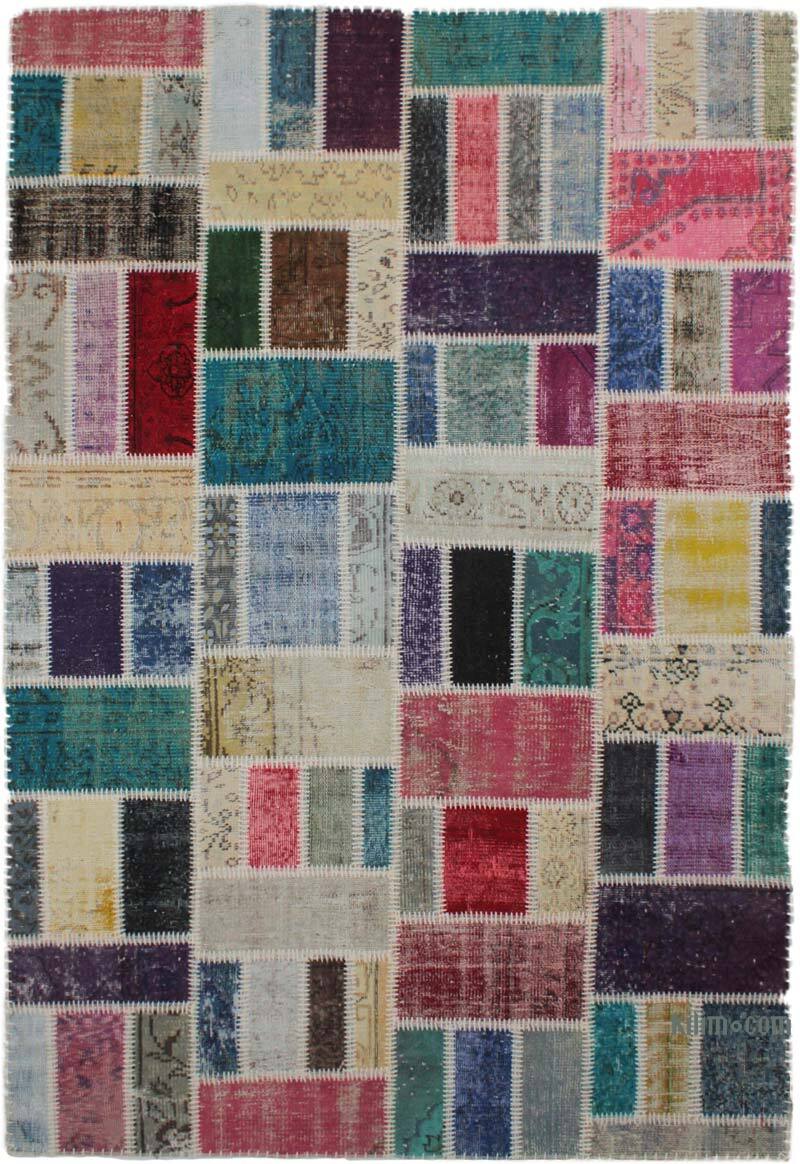 Patchwork Hand-Knotted Turkish Rug - 5' 5" x 8'  (65" x 96") - K0076579