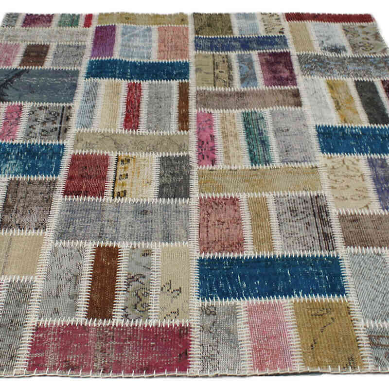 Patchwork Hand-Knotted Turkish Rug - 4' 11" x 6' 3" (59" x 75") - K0076580
