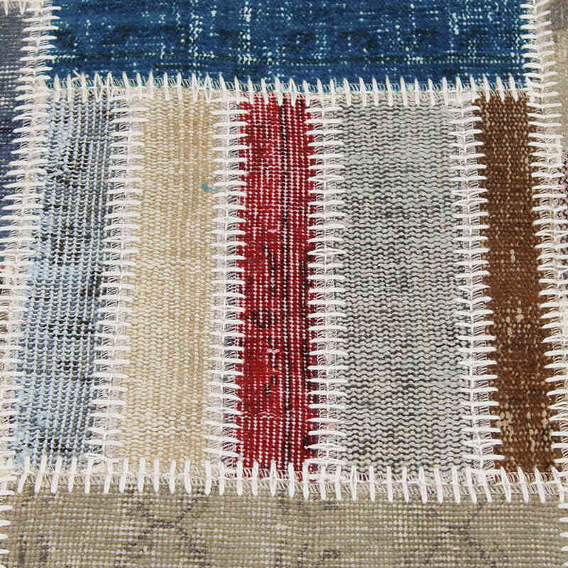 Patchwork Hand-Knotted Turkish Rug - 4' 11" x 6' 3" (59" x 75") - K0076580