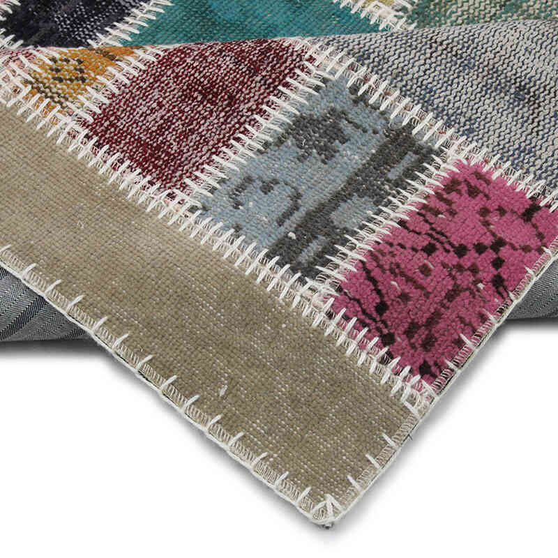 Patchwork Hand-Knotted Turkish Rug - 5' 5" x 7' 10" (65" x 94") - K0076582