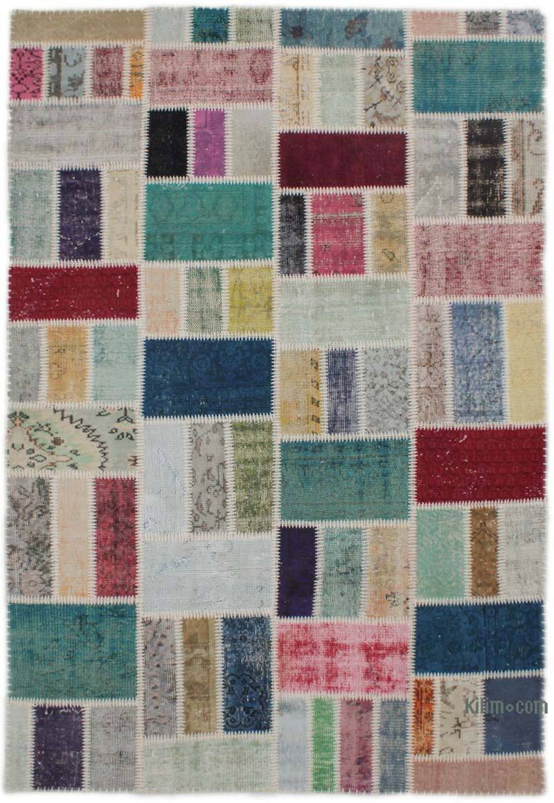 Patchwork Hand-Knotted Turkish Rug - 5' 5" x 7' 10" (65" x 94") - K0076582