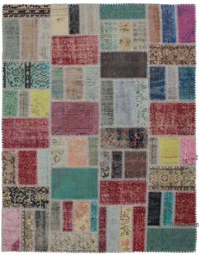 Patchwork Hand-Knotted Turkish Rug - 5' 1" x 6' 7" (61" x 79")