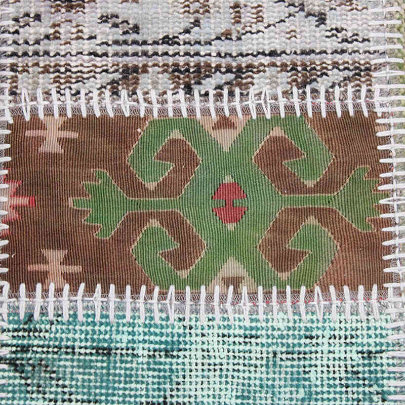Patchwork Hand-Knotted Turkish Rug - 5' 9" x 7' 10" (69" x 94") - K0076592