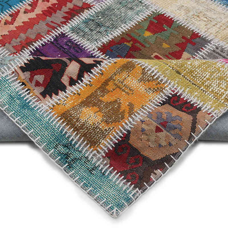 Patchwork Hand-Knotted Turkish Rug - 5' 9" x 7' 10" (69" x 94") - K0076592