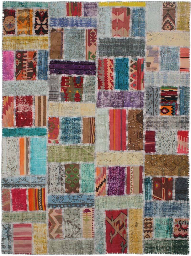 Patchwork Hand-Knotted Turkish Rug - 5' 9" x 7' 10" (69" x 94") - K0076592