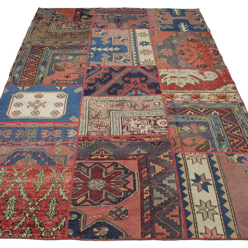 Patchwork Hand-Knotted Turkish Rug - 5' 9" x 9' 6" (69" x 114") - K0076603