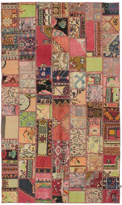 Patchwork Hand-Knotted Turkish Rug - 4' 2" x 7' 1" (50" x 85")